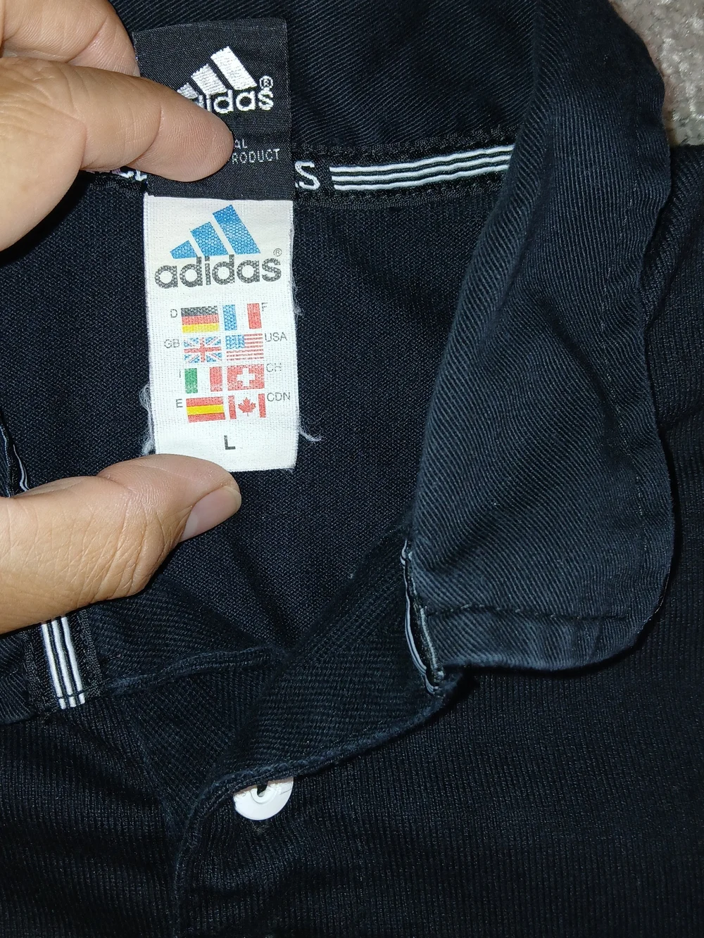 Vintage Adidas New Zealand All Blacks Black Rugby Polo Shirt for Men -‎ Large